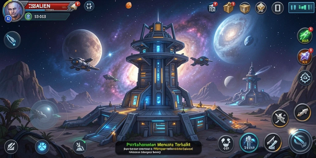 Tampilan gameplay 138ALIEN dengan menara yang siap tempur.