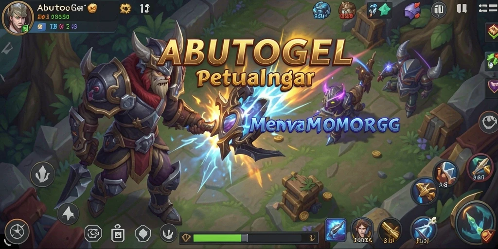 Tampilan gameplay menakjubkan dalam ABUTOGEL dengan pertarungan seru antar pemain.