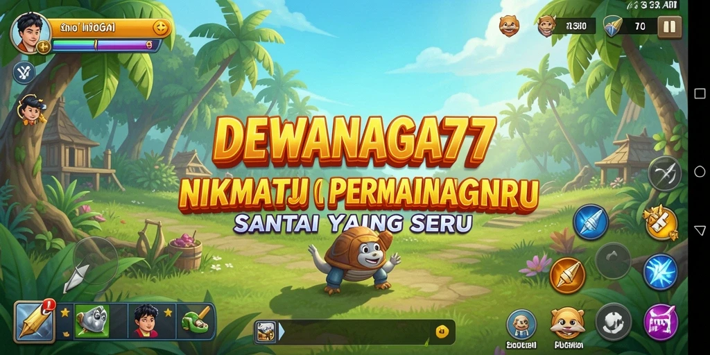 Tampilan gameplay DEWANAGA77 yang ceria dan menantang.