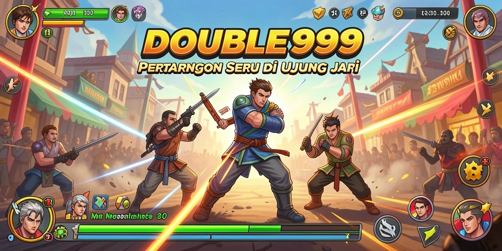 Screenshot gameplay DOUBLE999 menampilkan pertarungan yang seru dan intens.