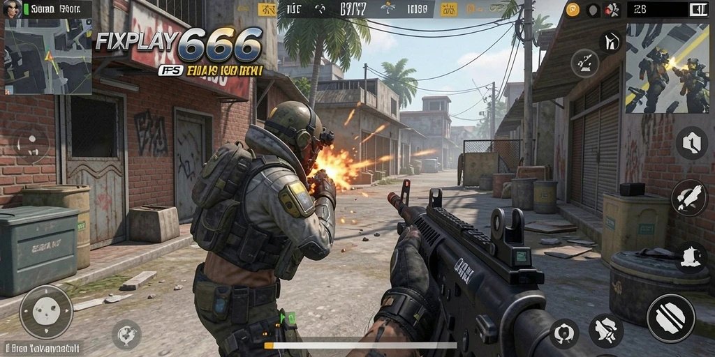 Tampilan gameplay seru dari FIXPLAY666 dengan aksi tembak-menembak yang intens.