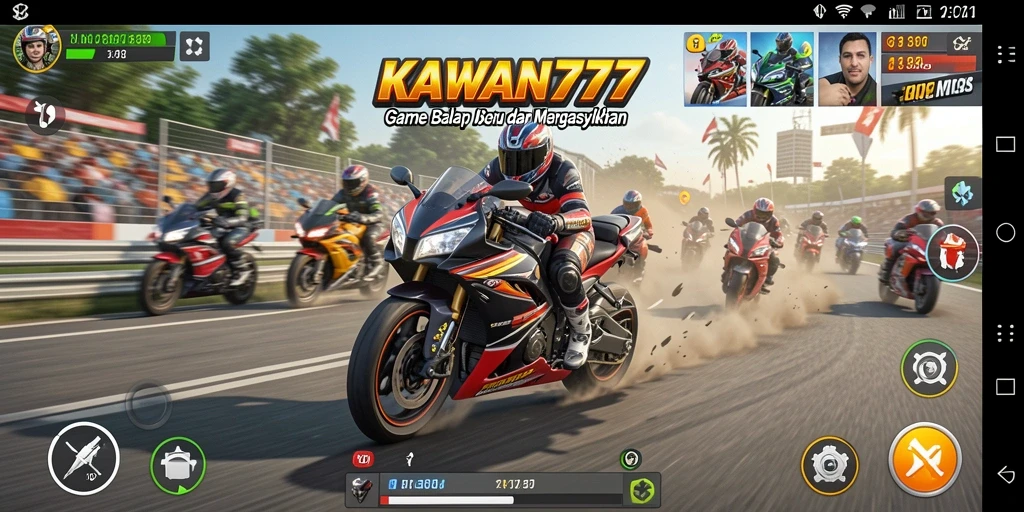 Gameplay balap motor yang mendebarkan dan penuh aksi.