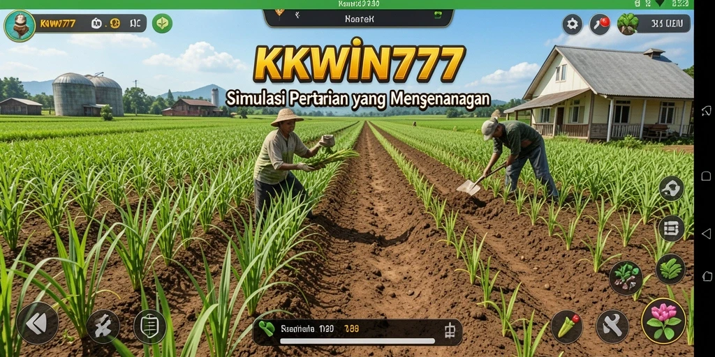 Tampilan gameplay seru dalam KKWIN777 menunjukkan keindahan pertanian.