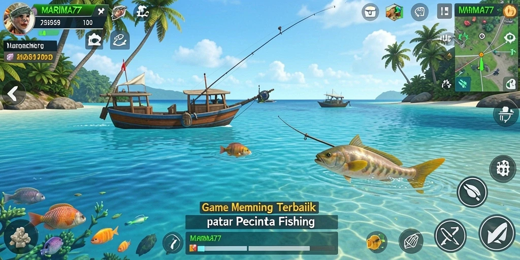 Tampilan gameplay MARIMA77 yang menarik saat memancing.