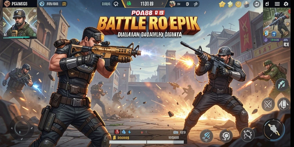 Screenshot gameplay seru POA88 menampilkan aksi pertarungan Battle Royale.