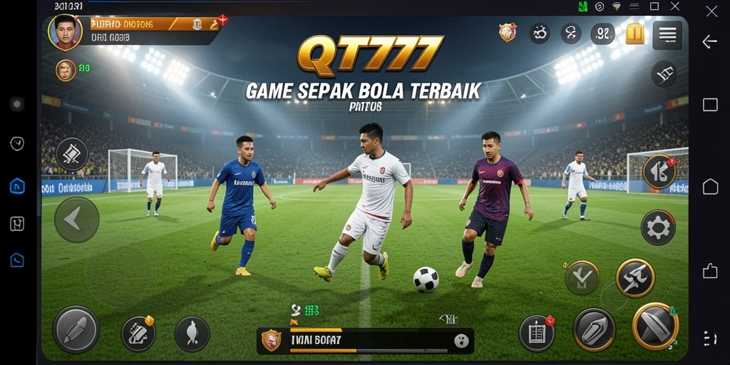 Tampilan gameplay QT777 yang menegangkan dengan aksi sepak bola nyata.