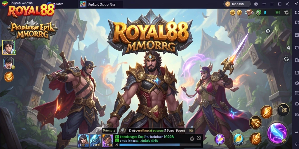 Tampilan utama gameplay ROYAL88 yang menampilkan aksi seru di dunia MMORPG.