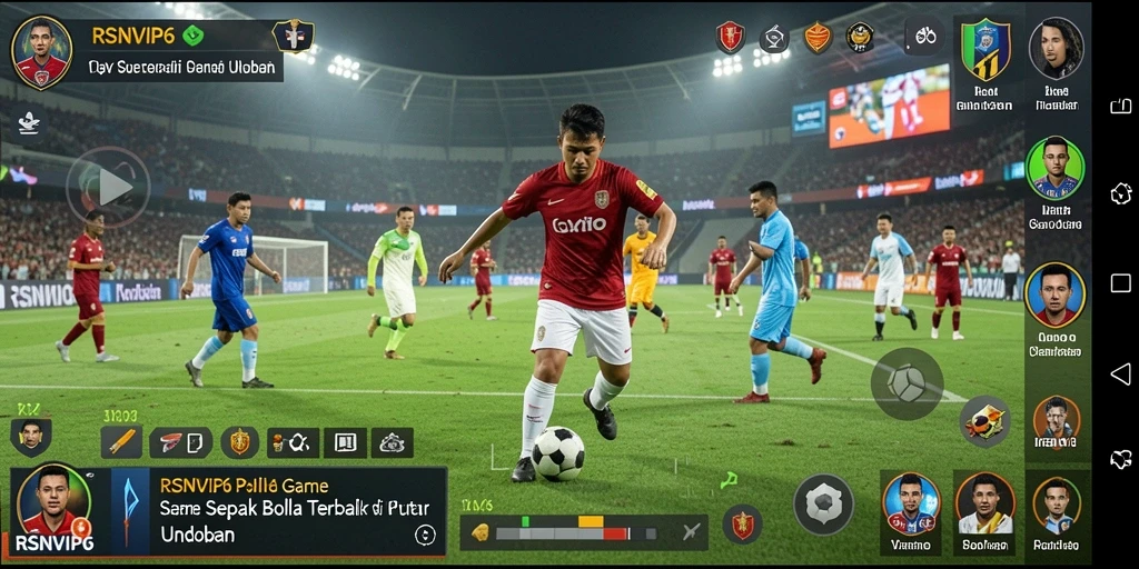 Tampilan gameplay RSNVIP6 dengan aksi seru pertandingan sepak bola.