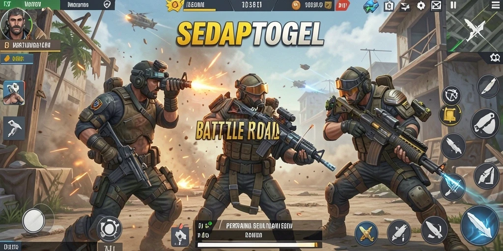 Tampilan gameplay SEDAPTOGEL menunjukkan aksi seru dalam pertempuran Battle Royale.