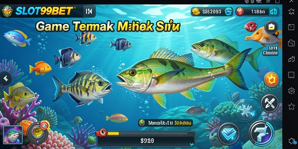 Tampilan gameplay SLOT99BET dengan aksi menembak ikan yang seru.