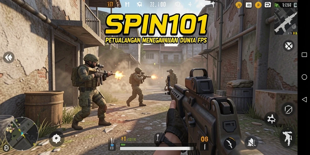 Gameplay menegangkan dengan pertempuran FPS yang intens.