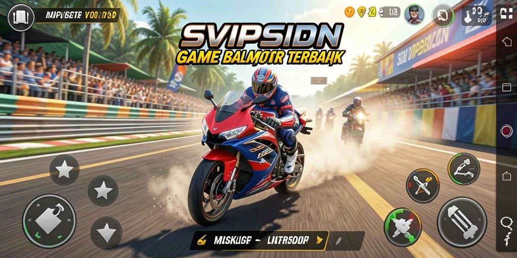 Tampilan gameplay mendebarkan dari SVIPSIDN, pengalaman balap motor yang intens.