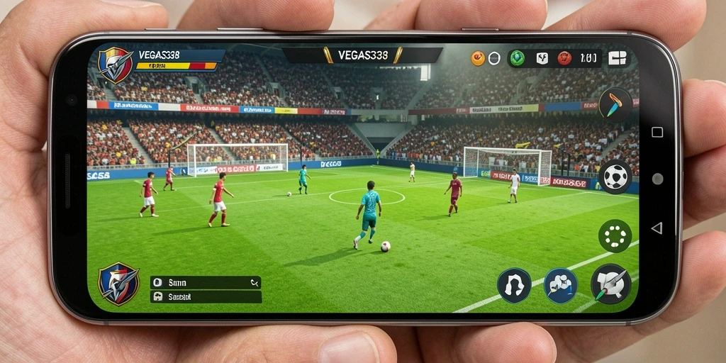 Tampilan permainan atraktif dalam VEGAS338 dengan aksi sepak bola seru.